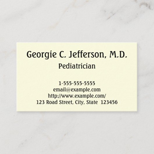 Berufliche Pädiatrische Visitenkarte (Vorderseite)