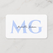 Berufliche Pastel Blue Initials Minimalistisch Visitenkarte (Vorderseite)