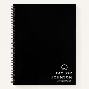 Berufliche Personalisierte Schwarze Monogramm Notizblock