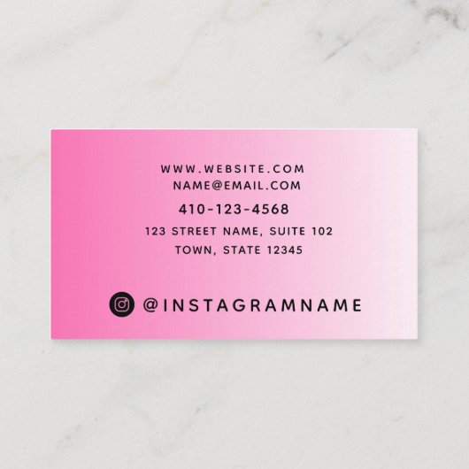 Berufliche Pink Script Loyalty Cards Visitenkarte (Rückseite)