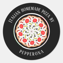 berufliche Pizza Italienische Fahne Schwarzgeschäf Runder Aufkleber
