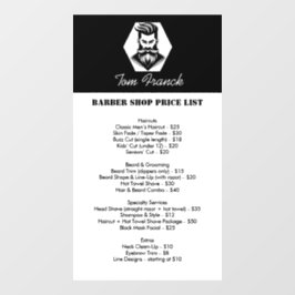 Berufliche Preisliste für Barbershop Fensteraufkleber