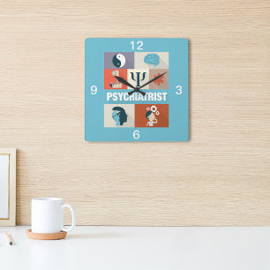 Berufliche Psychiatristin Iconic entwickelt Quadratische Wanduhr