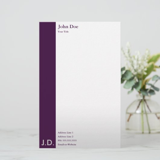 berufliche Purpur Briefpapier (Stehend Vorderseite)