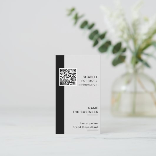 Berufliche QR-Code-Minimale Scannable-Werbeaktion Visitenkarte (Stehend Vorderseite)