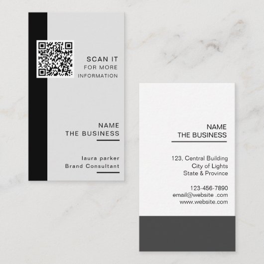 Berufliche QR-Code-Minimale Scannable-Werbeaktion Visitenkarte (Vorne/Hinten)