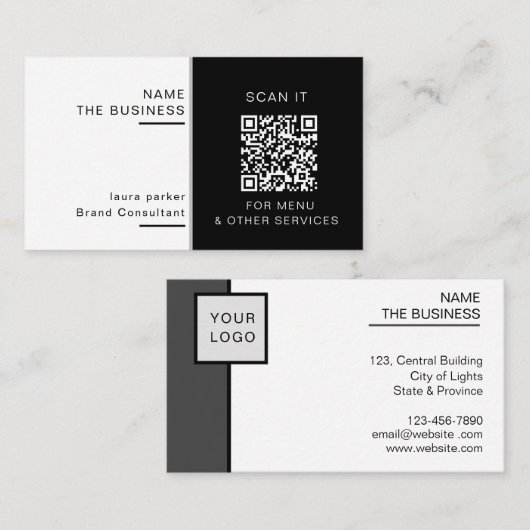 Berufliche QR-Code-Minimale Scannable-Werbeaktion Visitenkarte (Vorne/Hinten)