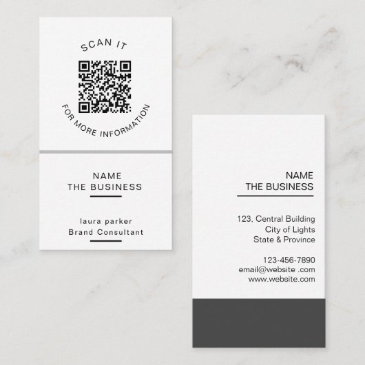 Berufliche QR-Code-Minimale Scannable-Werbeaktion Visitenkarte (Vorne/Hinten)