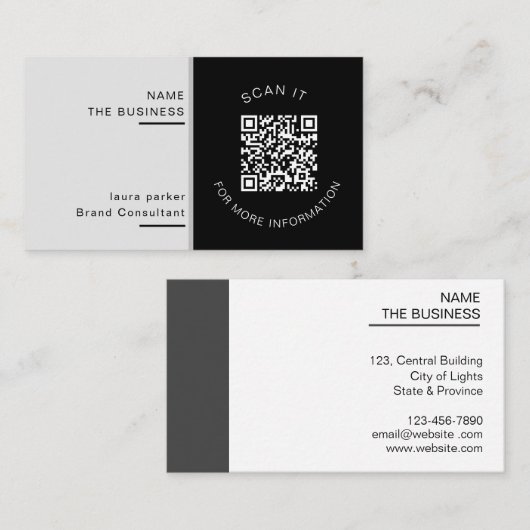 Berufliche QR-Code-Minimale Scannable-Werbeaktion Visitenkarte (Vorne/Hinten)