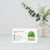 Berufliche Rasenmähen für Grüngrün und Orange Visitenkarte (Stehend Vorderseite)