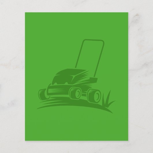 Berufliche Rasenmähen mit grünem Lanscaping Flyer (Hinten)