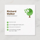 Berufliche Rasenmäher mit grünem Braun Quadratische Visitenkarte (Vorderseite)