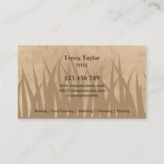 Berufliche Rasenpflege Landschaftsgarten Visitenkarte (Rückseite)