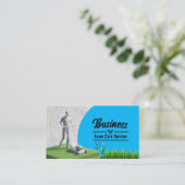 Berufliche Rasenpflege und Landschaftsschutz Blau Visitenkarte (Stehend Vorderseite)