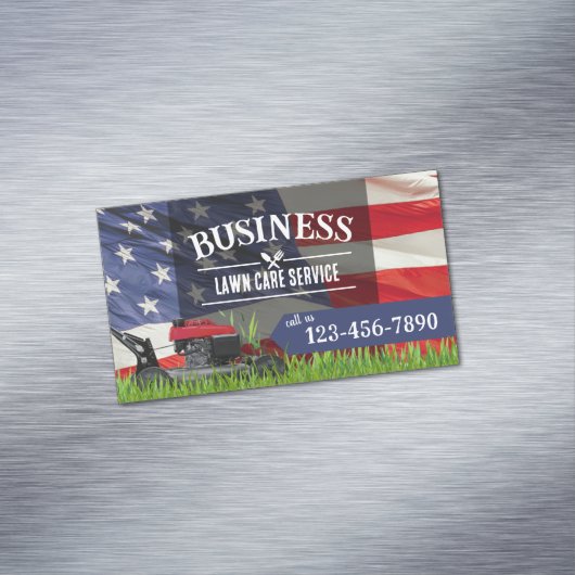 Berufliche Rasenpflege und Landung der US-Flagge Magnetische Visitenkarte (Beispiel)