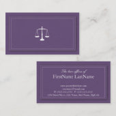 Berufliche Rechtsanwalt-Geschäfts-Karten in Lila Visitenkarte (Vorne/Hinten)