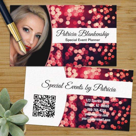 Berufliche Red Bokeh Custom Foto Business Card Visitenkarte