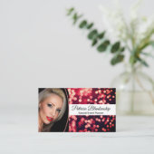Berufliche Red Bokeh Custom Foto Business Card Visitenkarte (Stehend Vorderseite)