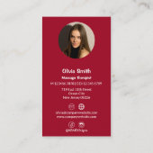 Berufliche Red Massage Business Card Logo und Foto Treuekarte (Rückseite)