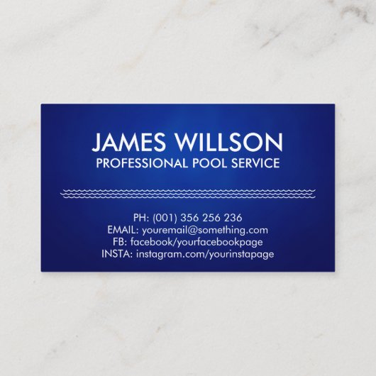 Berufliche Reinigung des Pools Visitenkarte (Rückseite)
