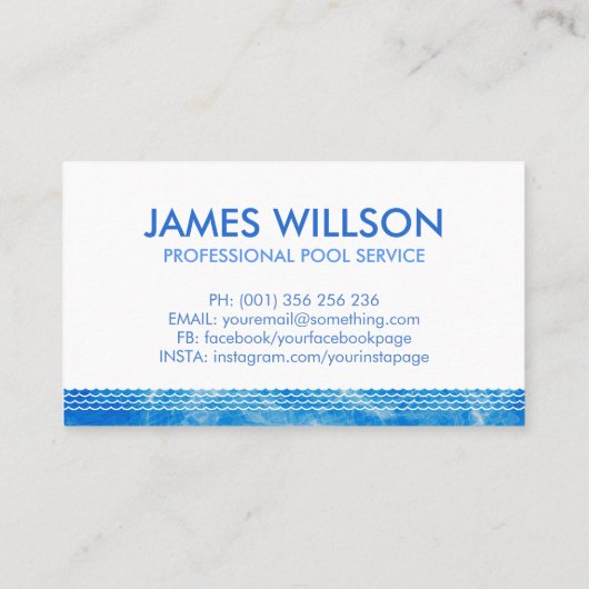 Berufliche Reinigung des Pools Visitenkarte (Rückseite)