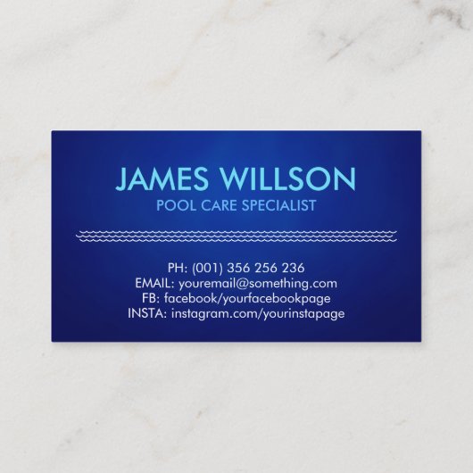 Berufliche Reinigung des Pools Visitenkarte (Rückseite)