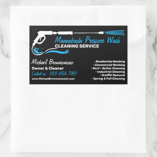 Berufliche Reinigung des Powers mit schwarzem Druc Rechteckiger Aufkleber (Tasche)