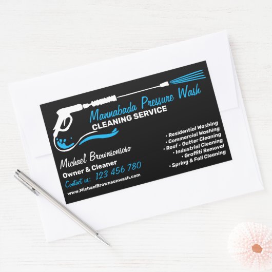 Berufliche Reinigung des Powers mit schwarzem Druc Rechteckiger Aufkleber (Umschlag)