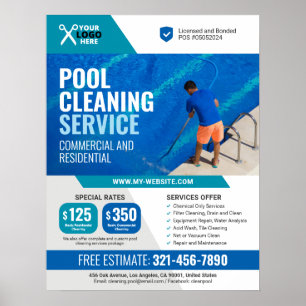 Berufliche Reinigung des Schwimmbades Poster