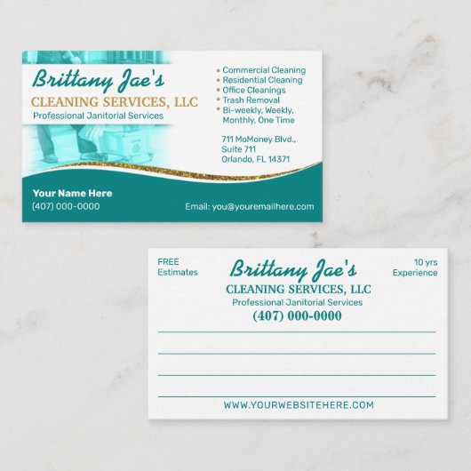 Berufliche Reinigung/Janitorial Housekeeping Serv Visitenkarte (Vorne/Hinten)