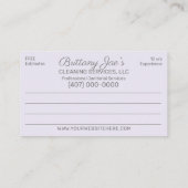 Berufliche Reinigung/Janitorial Housekeeping Serv Visitenkarte (Rückseite)
