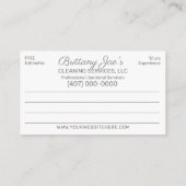 Berufliche Reinigung/Janitorial Housekeeping Serv Visitenkarte (Rückseite)
