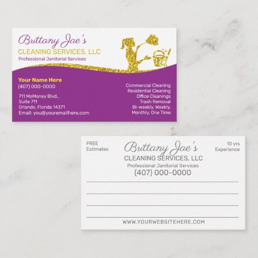 Berufliche Reinigung/Janitorial Housekeeping Serv Visitenkarte (Vorne/Hinten)