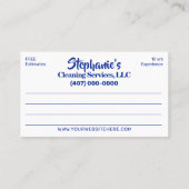 Berufliche Reinigung/Janitorial Housekeeping Serv Visitenkarte (Rückseite)