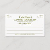 Berufliche Reinigung/Janitorial Housekeeping Serv Visitenkarte (Rückseite)