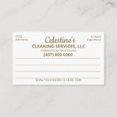 Berufliche Reinigung/Janitorial Housekeeping Serv Visitenkarte (Rückseite)