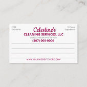 Berufliche Reinigung/Janitorial Housekeeping Serv Visitenkarte (Rückseite)