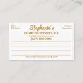 Berufliche Reinigung/Janitorial Housekeeping Serv Visitenkarte (Rückseite)
