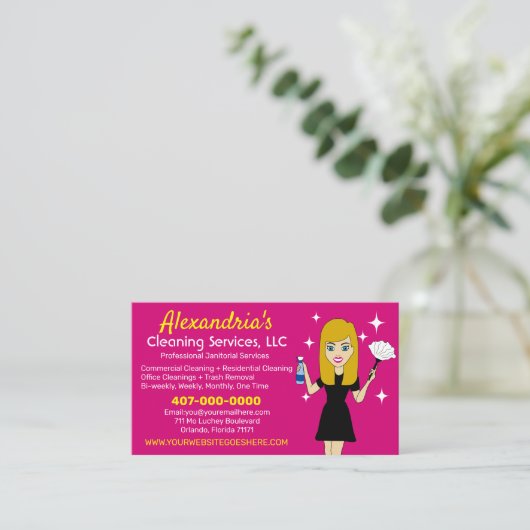 Berufliche Reinigung/Janitorial Housekeeping Visitenkarte (Stehend Vorderseite)