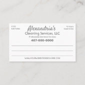 Berufliche Reinigung/Janitorial Housekeeping Visitenkarte (Rückseite)