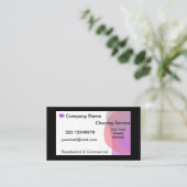 Berufliche Reinigung lila und schwarz Visitenkarte (Stehend Vorderseite)