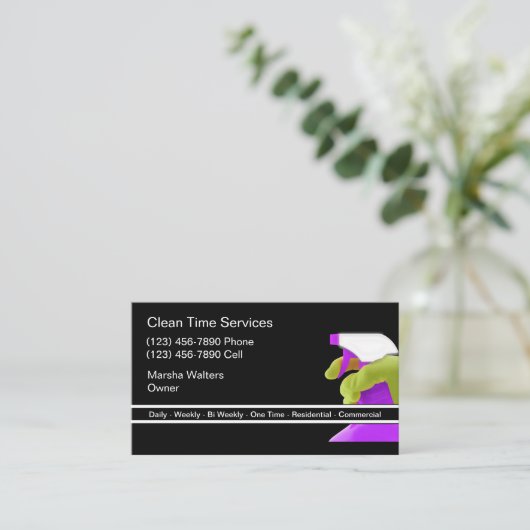 Berufliche Reinigung Visitenkarte (Stehend Vorderseite)