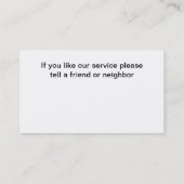 Berufliche Reinigung Visitenkarte (Rückseite)