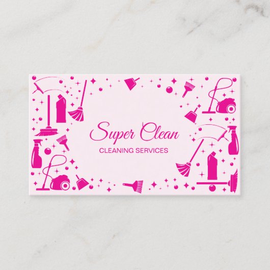Berufliche Reinigungsdienste in rosa Haushaltshall Visitenkarte (Vorderseite)