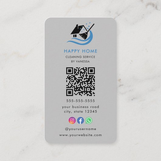Berufliche Reinigungsdienste Logo Qr-Code Visitenkarte (Rückseite)