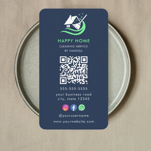 Berufliche Reinigungsdienste Logo Qr-Code Visitenkarte