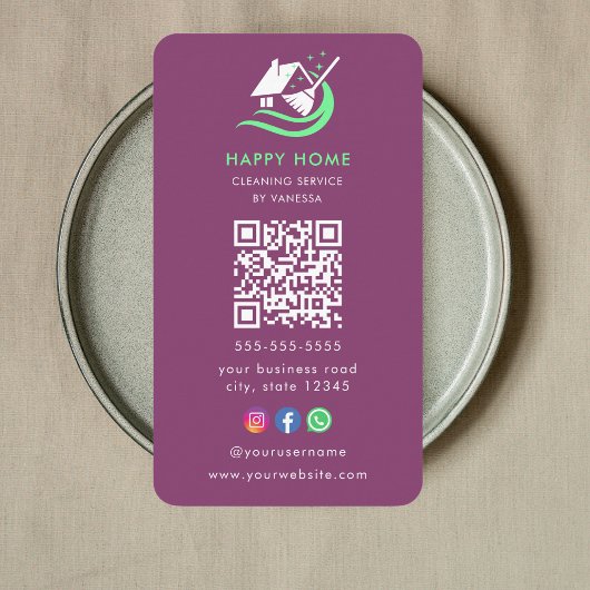 Berufliche Reinigungsdienste Logo Qr-Code Visitenkarte