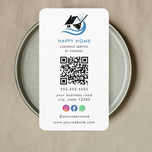 Berufliche Reinigungsdienste Logo Qr-Code Visitenkarte