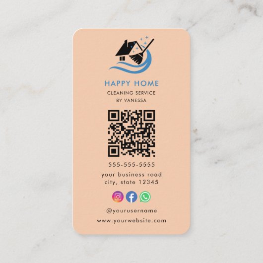 Berufliche Reinigungsdienste Logo Qr-Code Visitenkarte (Rückseite)
