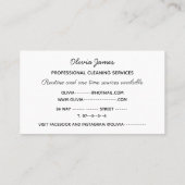 Berufliche Reinigungsdienste reiner Zuhause Visitenkarte (Rückseite)